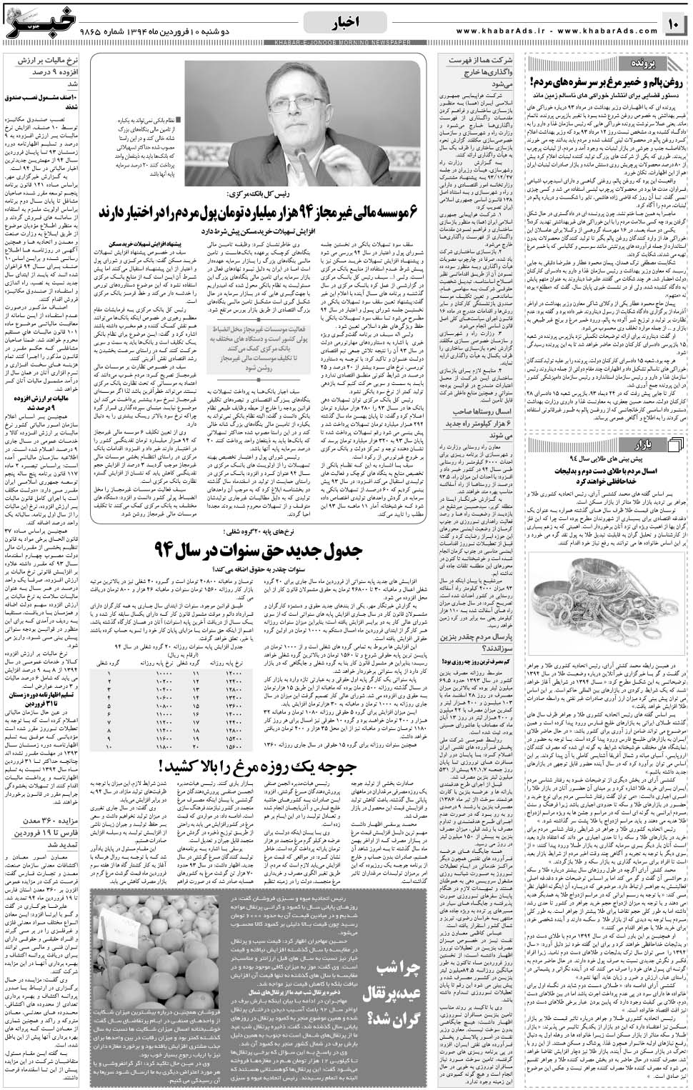 مشاهده صفحه ۱۰ روزنامه خبرجنوب تاریخ ۱۰  سال ۱۳۹۴