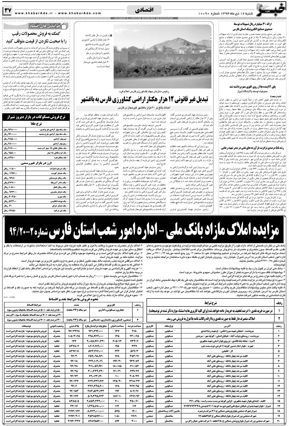 مشاهده صفحه ۳۷ روزنامه خبرجنوب تاریخ ۱۲ دی سال ۱۳۹۴