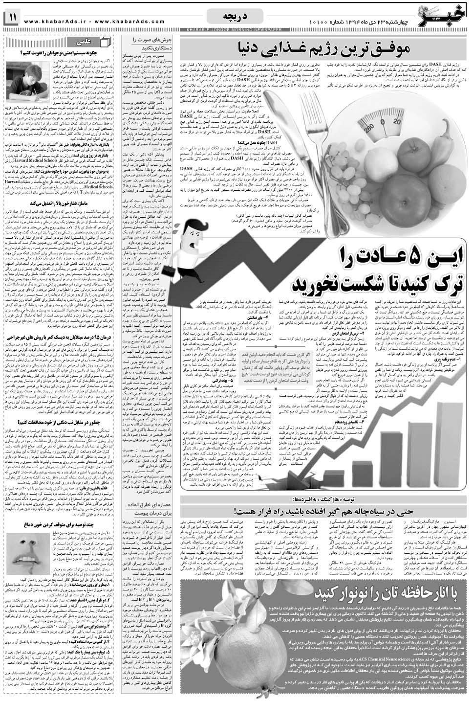 مشاهده صفحه ۱۱ روزنامه خبرجنوب تاریخ ۲۳ دی سال ۱۳۹۴