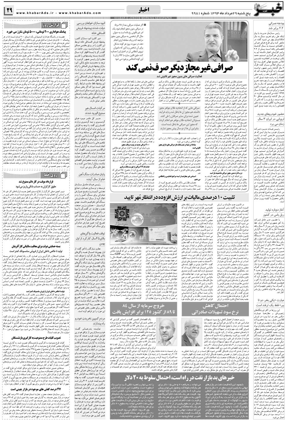 مشاهده صفحه ۲۹ روزنامه خبرجنوب تاریخ ۲۹  سال ۱۳۹۴