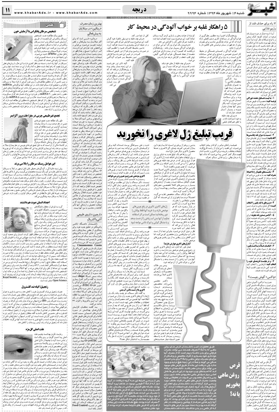 مشاهده صفحه ۱۱ روزنامه خبرجنوب تاریخ ۱۴  سال ۱۳۹۴