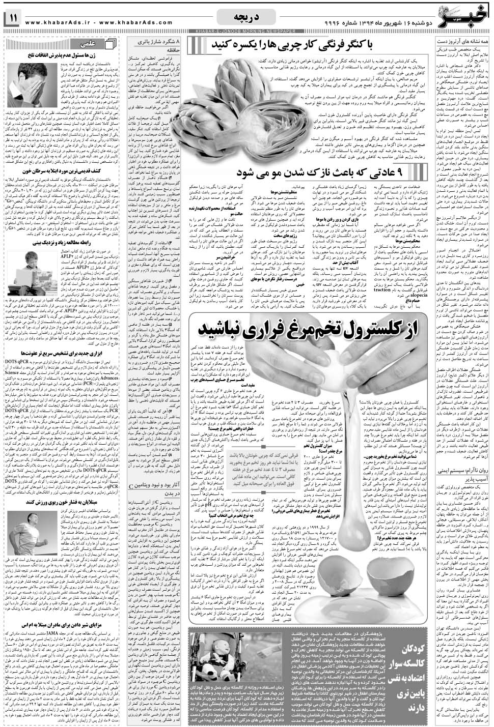 مشاهده صفحه ۱۱ روزنامه خبرجنوب تاریخ ۱۶  سال ۱۳۹۴