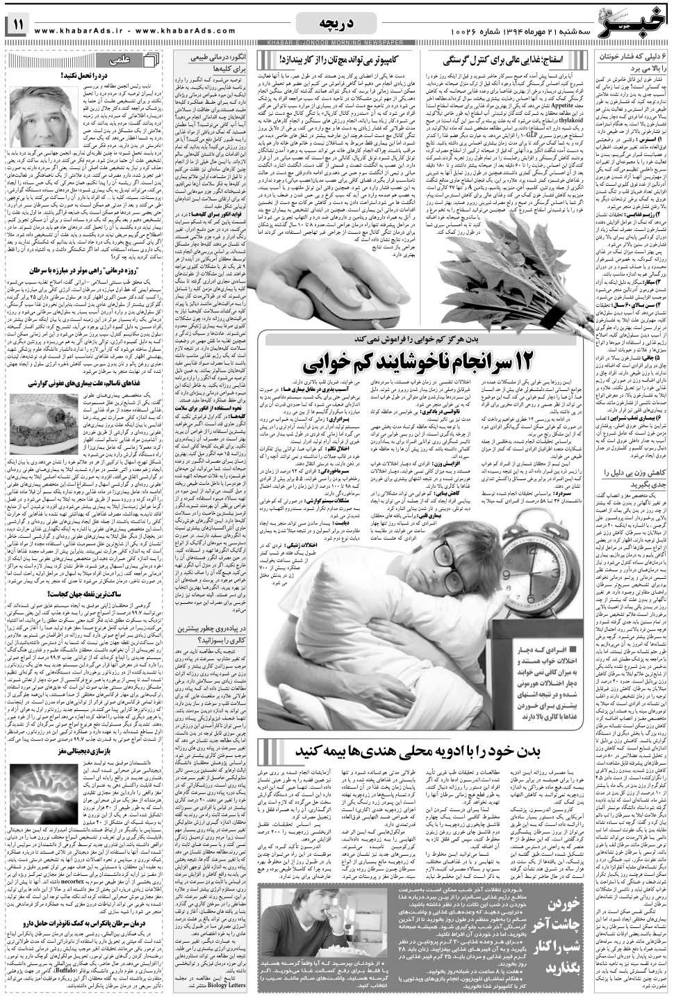 مشاهده صفحه ۱۱ روزنامه خبرجنوب تاریخ ۲۱  سال ۱۳۹۴