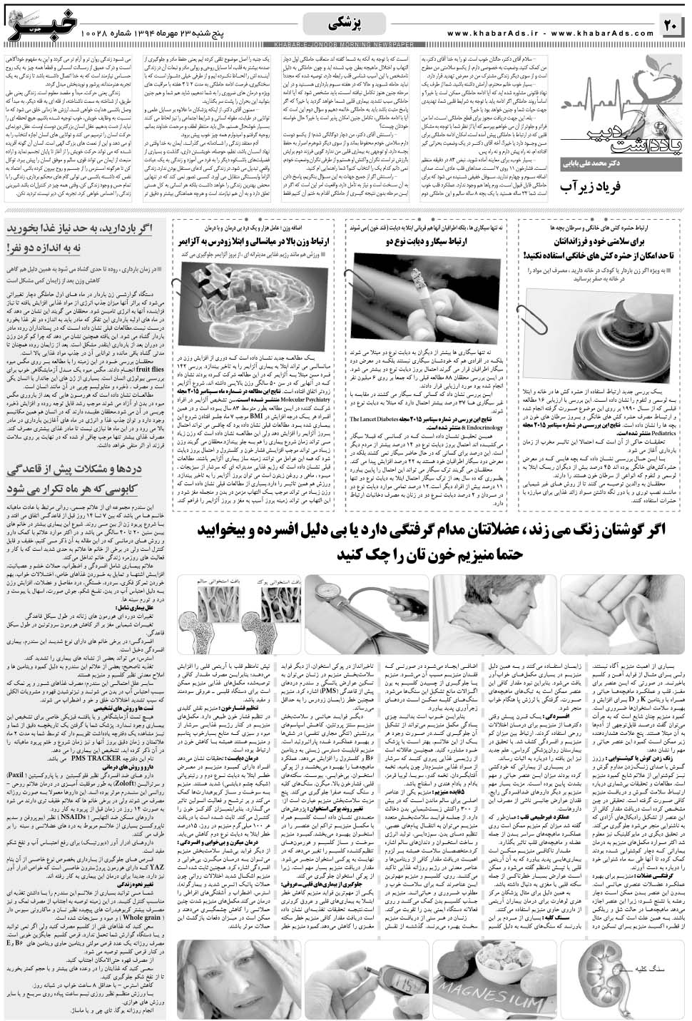 مشاهده صفحه ۲۰ روزنامه خبرجنوب تاریخ ۲۳  سال ۱۳۹۴