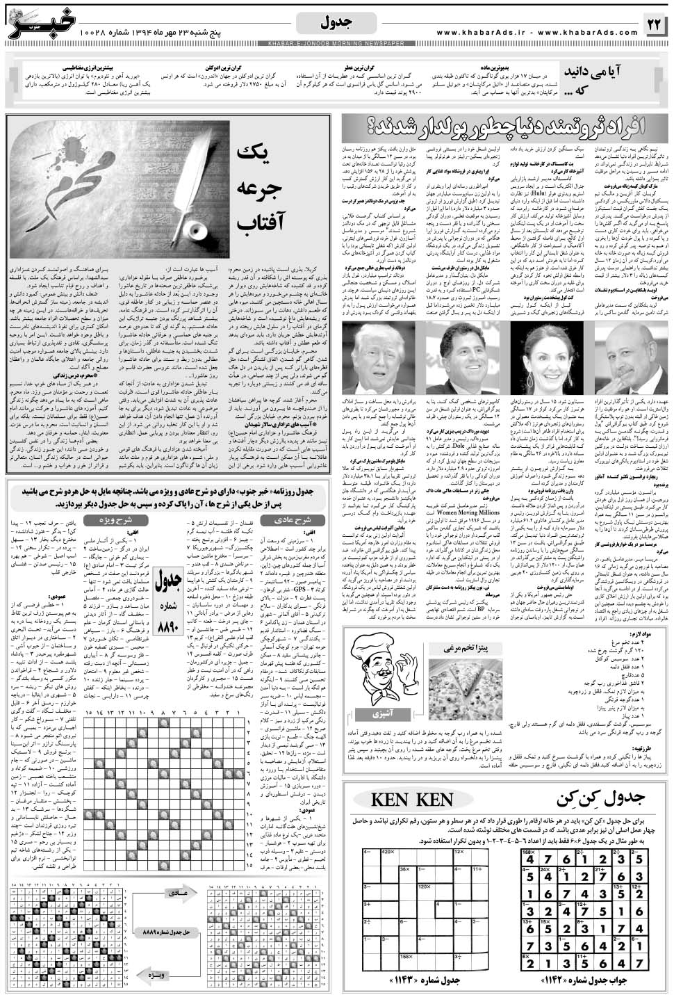 مشاهده صفحه ۲۲ روزنامه خبرجنوب تاریخ ۲۳  سال ۱۳۹۴