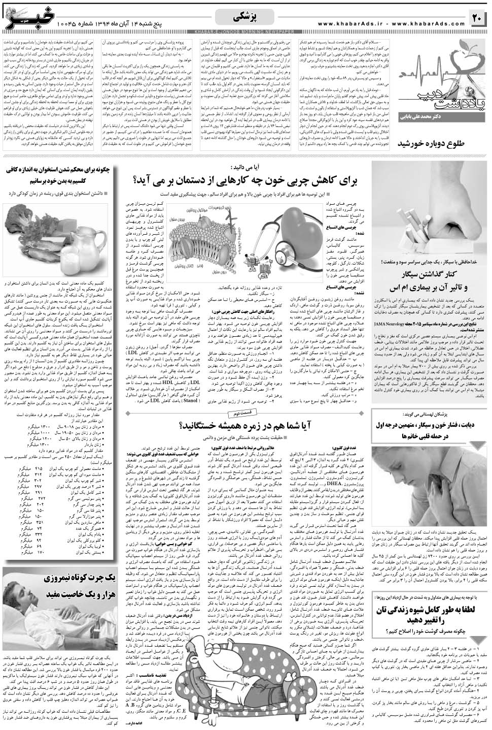 مشاهده صفحه ۲۰ روزنامه خبرجنوب تاریخ ۱۴  سال ۱۳۹۴