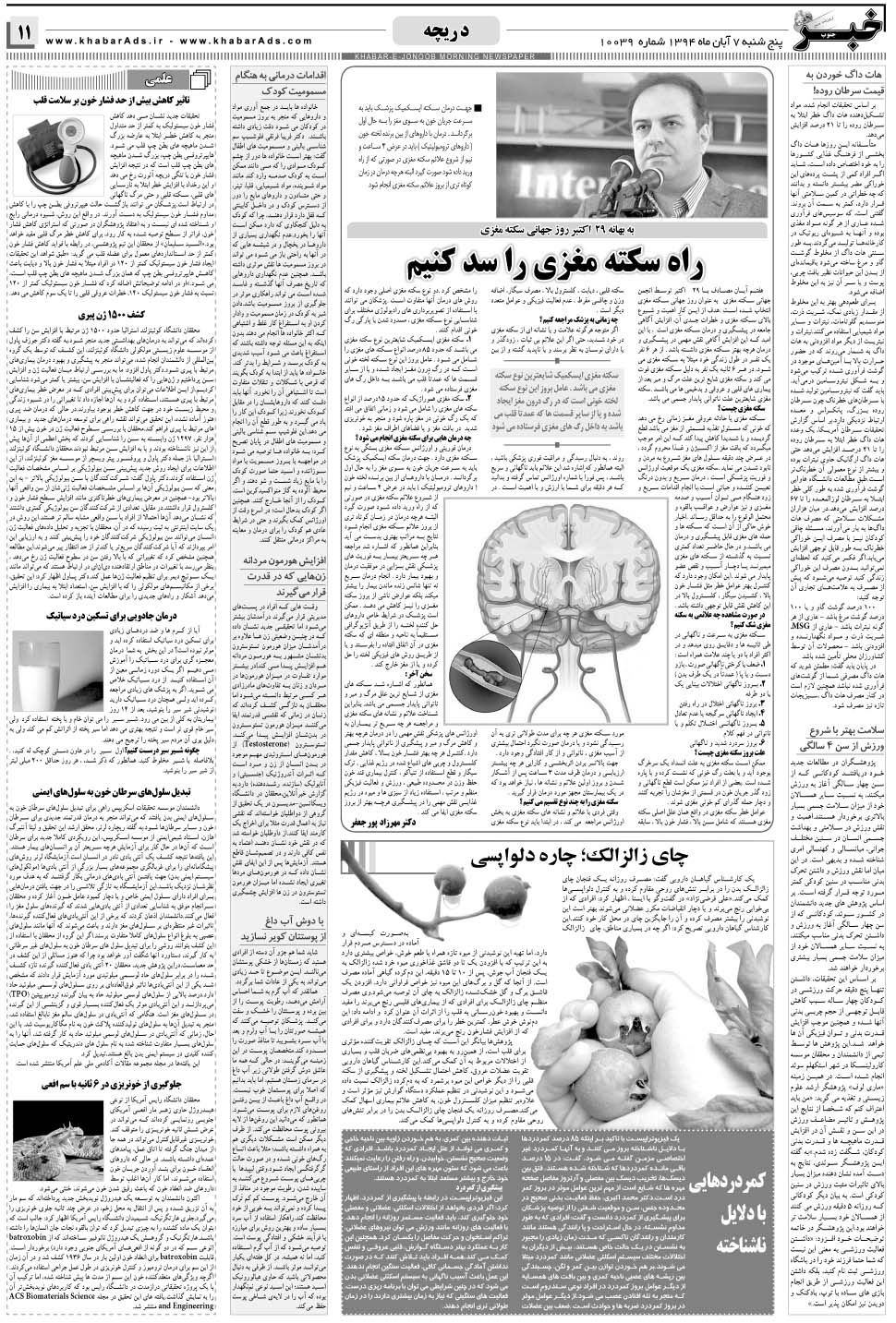 مشاهده صفحه ۱۱ روزنامه خبرجنوب تاریخ ۷  سال ۱۳۹۴