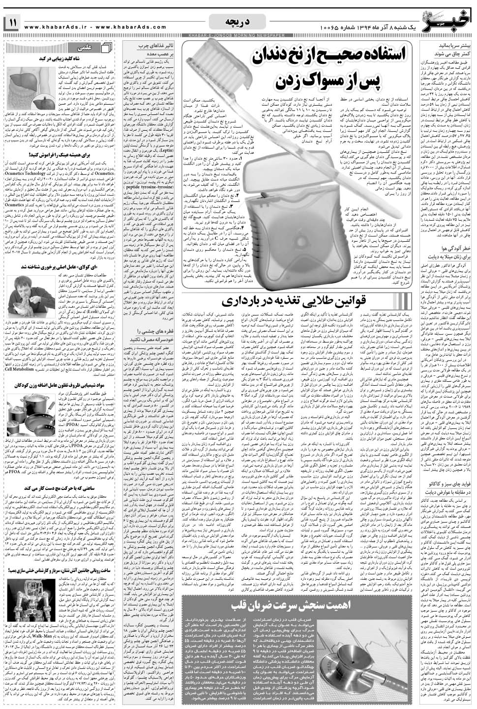 مشاهده صفحه ۱۱ روزنامه خبرجنوب تاریخ ۸  سال ۱۳۹۴
