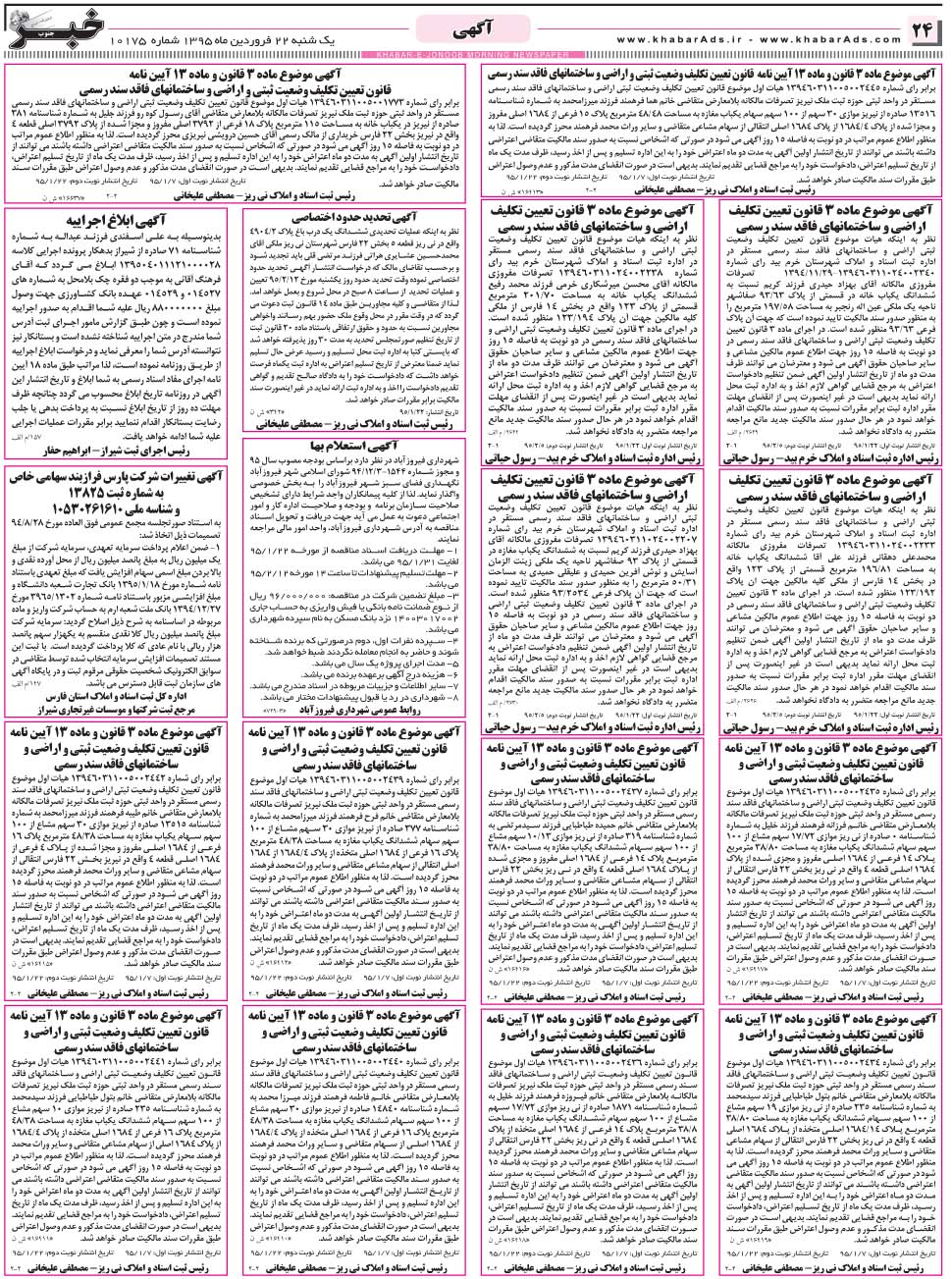 مشاهده صفحه ۲۴ روزنامه خبرجنوب تاریخ ۲۲  سال ۱۳۹۵