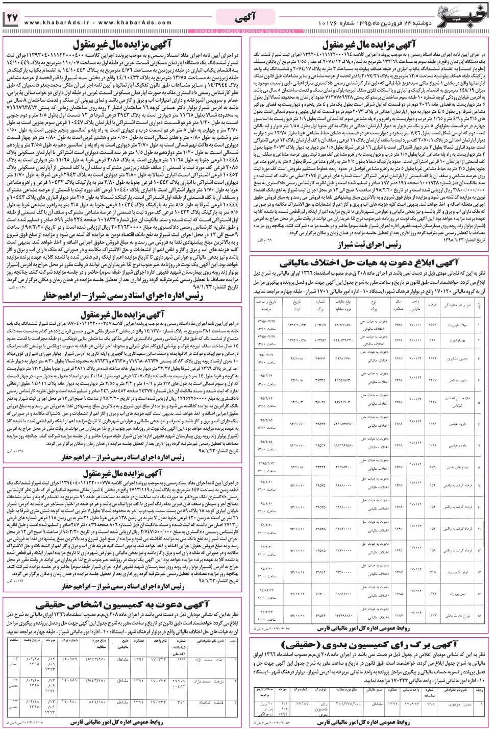 مشاهده صفحه ۲۷ روزنامه خبرجنوب تاریخ ۲۳  سال ۱۳۹۵