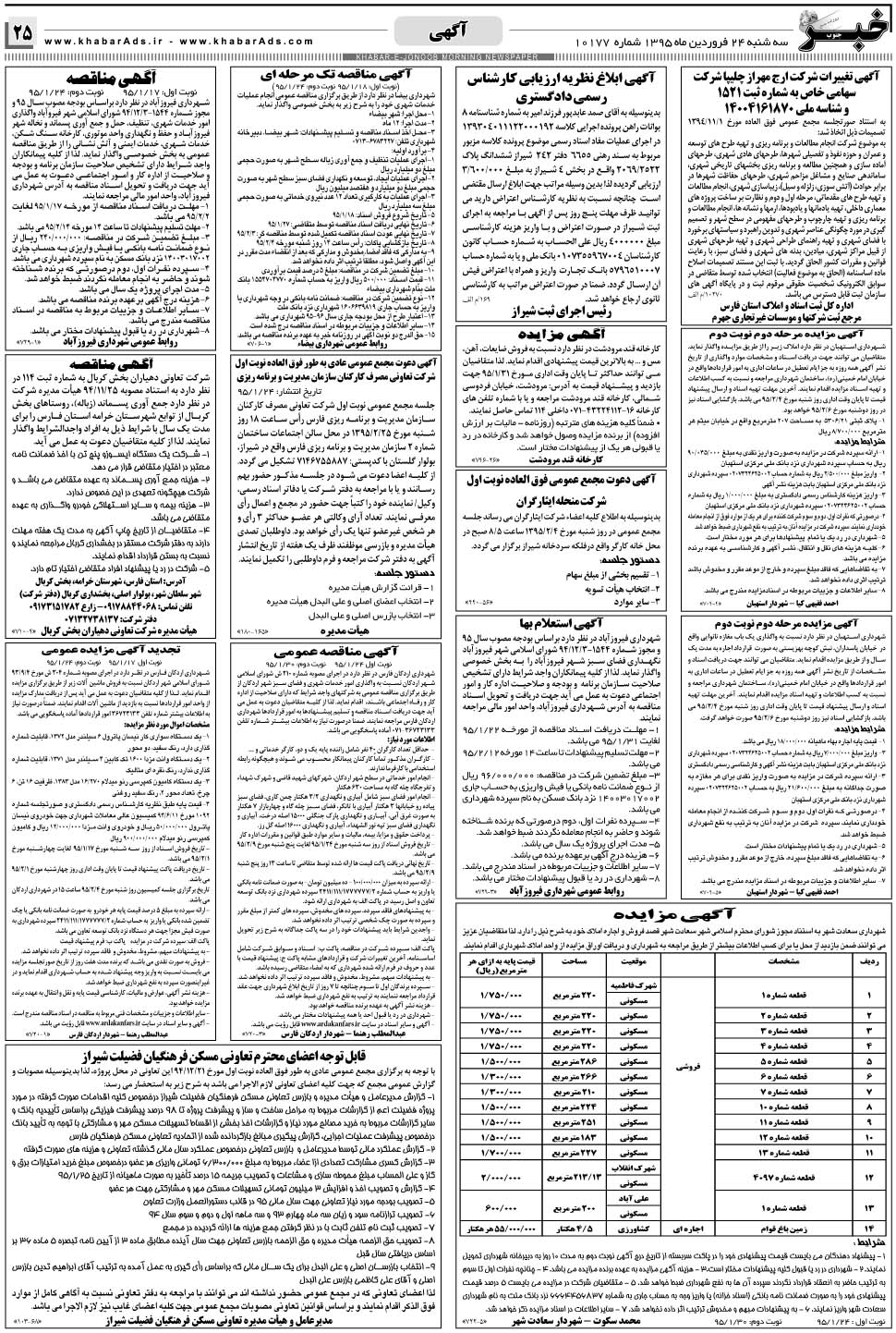 مشاهده صفحه ۲۵ روزنامه خبرجنوب تاریخ ۲۴  سال ۱۳۹۵