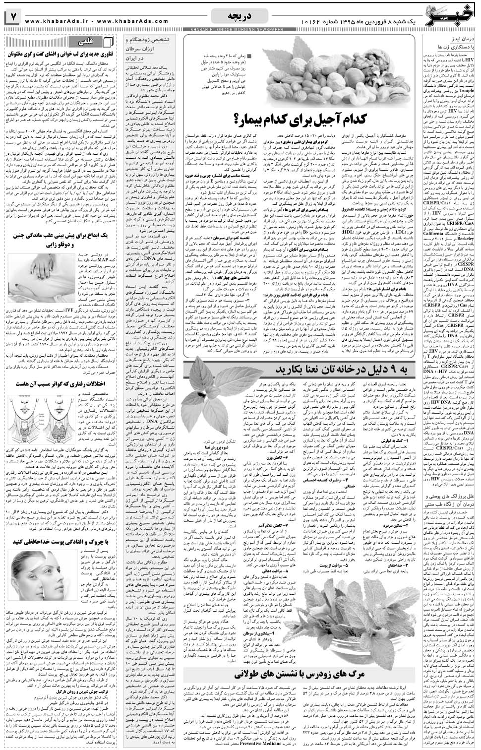 مشاهده صفحه ۷ روزنامه خبرجنوب تاریخ ۸  سال ۱۳۹۵
