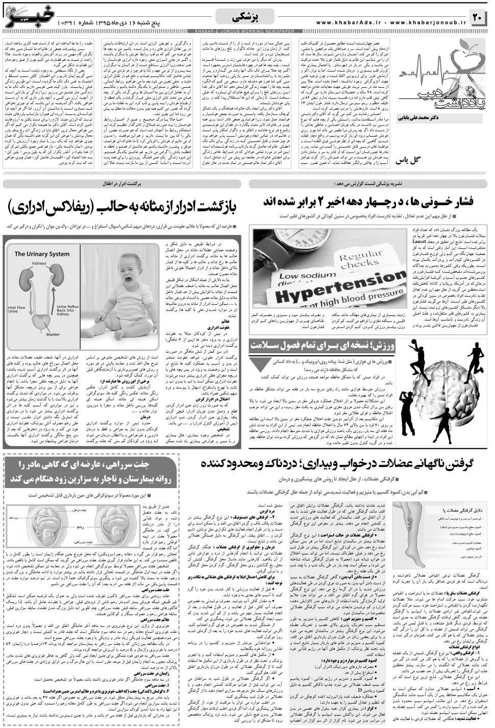 مشاهده صفحه ۲۰ روزنامه خبرجنوب تاریخ ۱۶ دی سال ۱۳۹۵