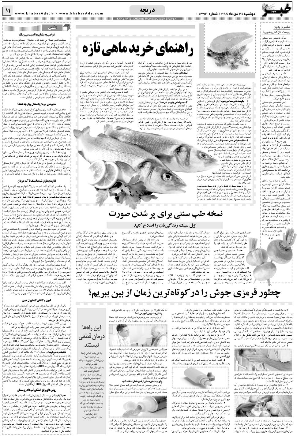 مشاهده صفحه ۱۱ روزنامه خبرجنوب تاریخ ۲۰ دی سال ۱۳۹۵