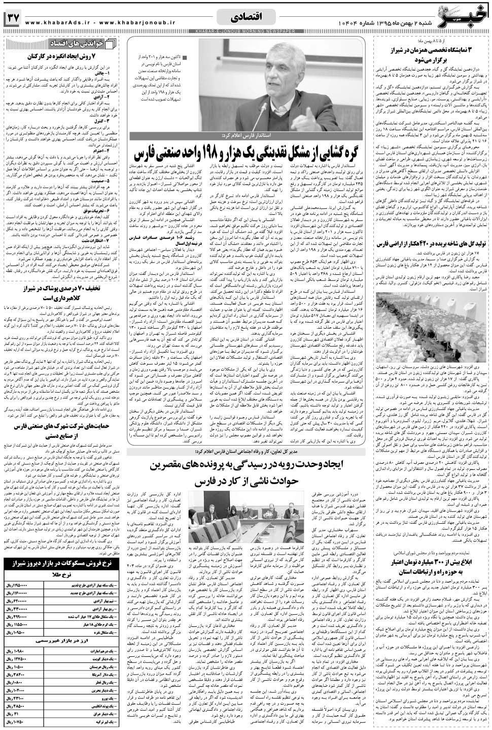 مشاهده صفحه ۳۷ روزنامه خبرجنوب تاریخ ۲ بهمن سال ۱۳۹۵