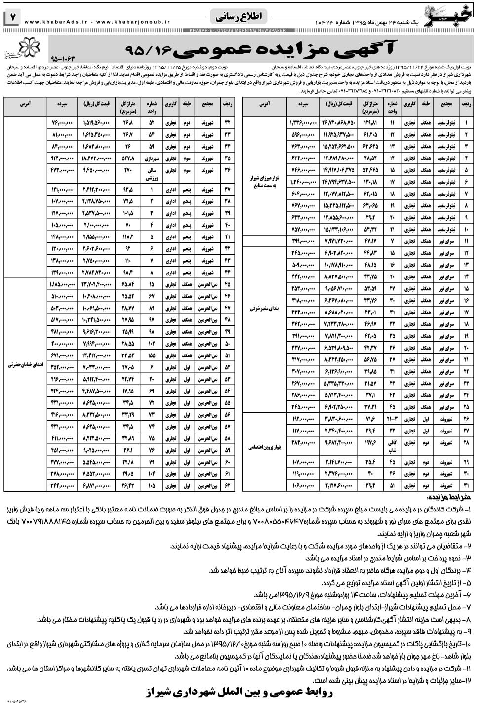 مشاهده صفحه ۷ روزنامه خبرجنوب تاریخ ۲۴ بهمن سال ۱۳۹۵