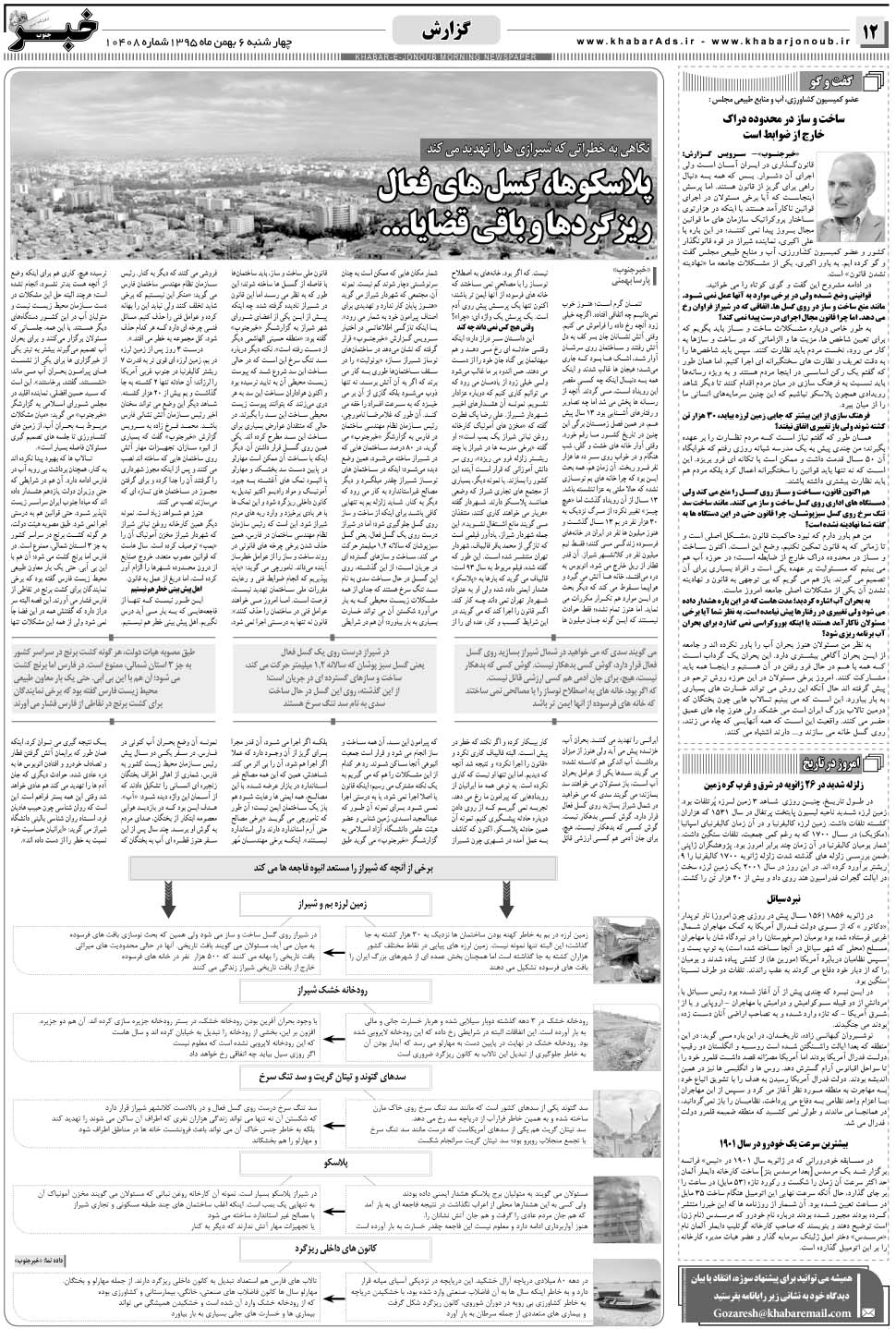 مشاهده صفحه ۱۲ روزنامه خبرجنوب تاریخ ۶ بهمن سال ۱۳۹۵