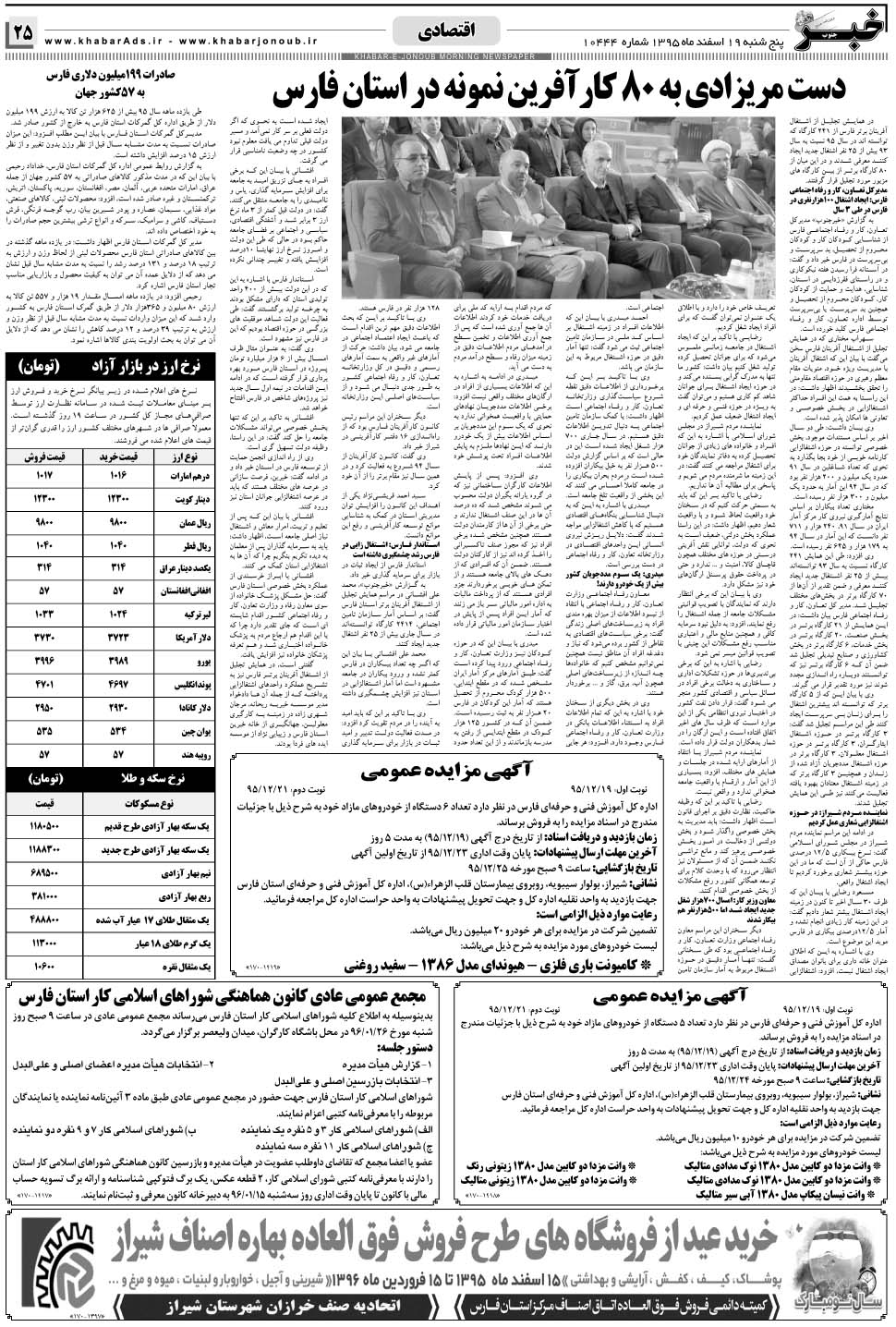 مشاهده صفحه ۲۵ روزنامه خبرجنوب تاریخ ۱۹ اسفند سال ۱۳۹۵