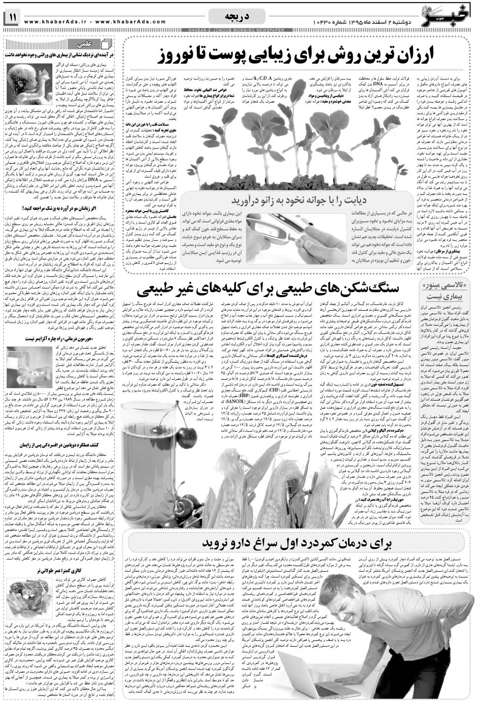 مشاهده صفحه ۱۱ روزنامه خبرجنوب تاریخ ۲ اسفند سال ۱۳۹۵