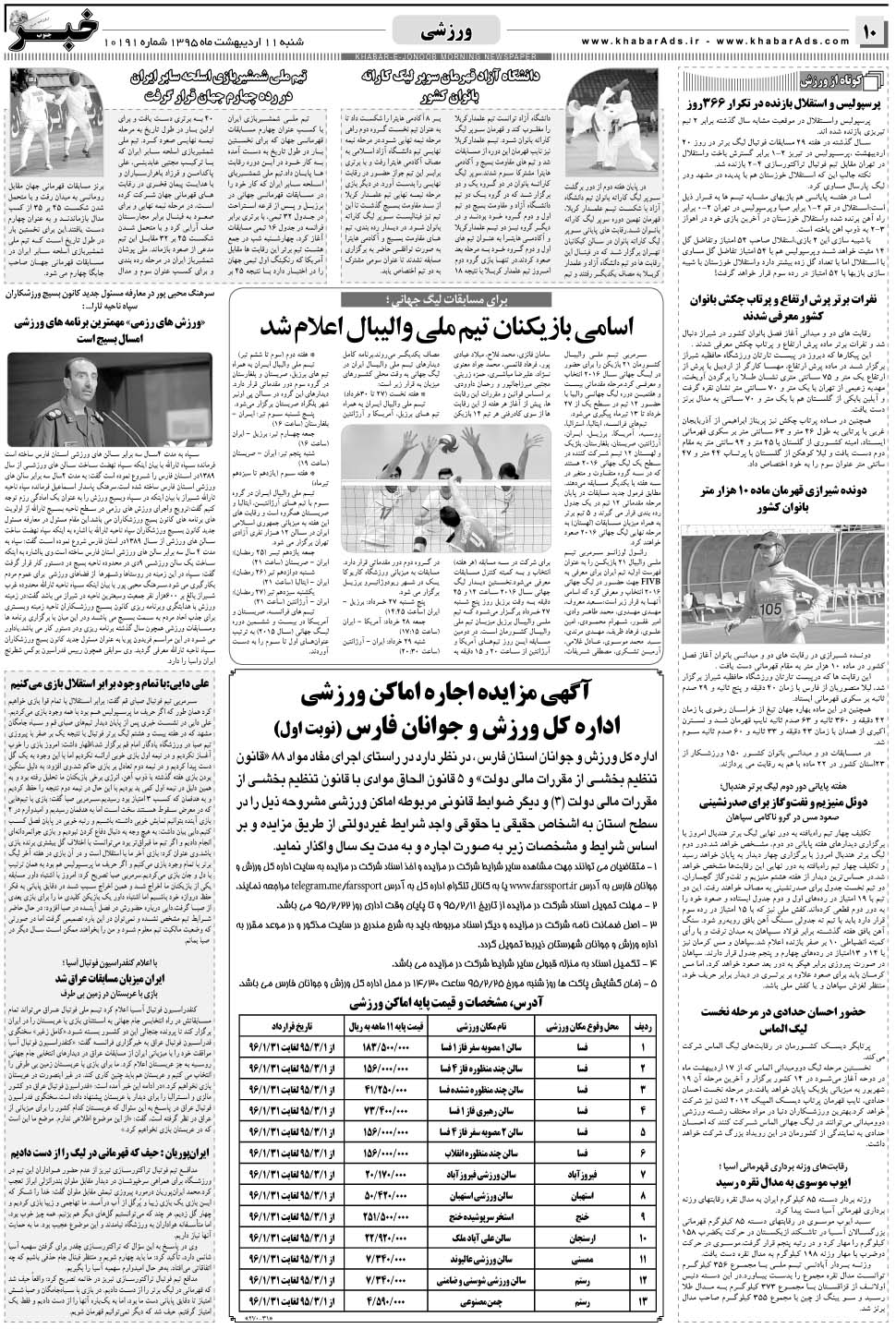 مشاهده صفحه ۱۰ روزنامه خبرجنوب تاریخ ۱۱  سال ۱۳۹۵