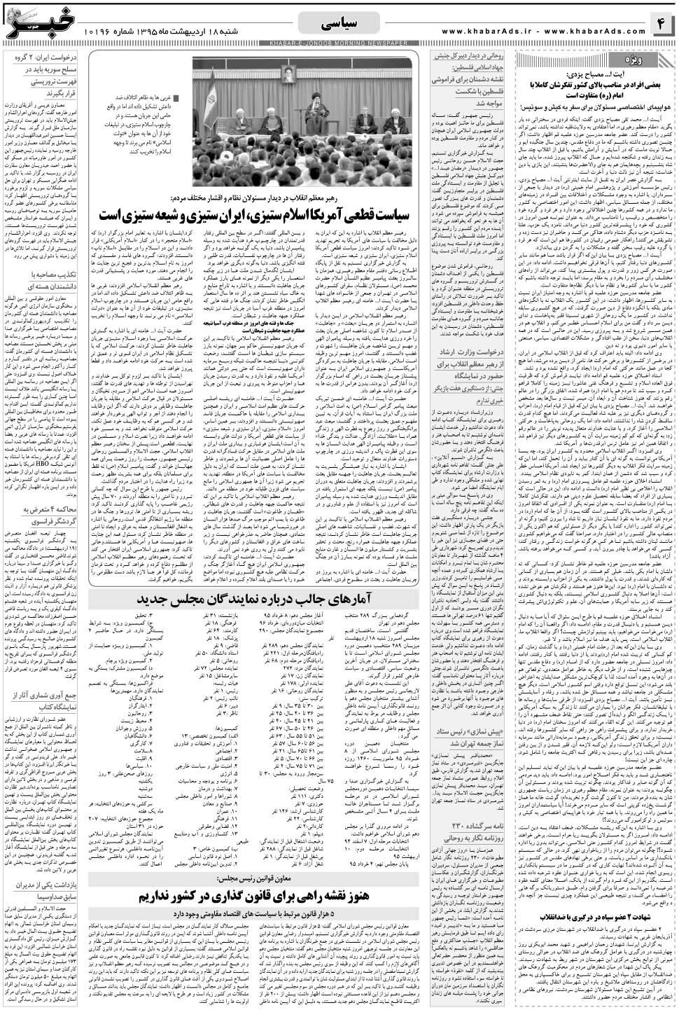 مشاهده صفحه ۴ روزنامه خبرجنوب تاریخ ۱۸  سال ۱۳۹۵