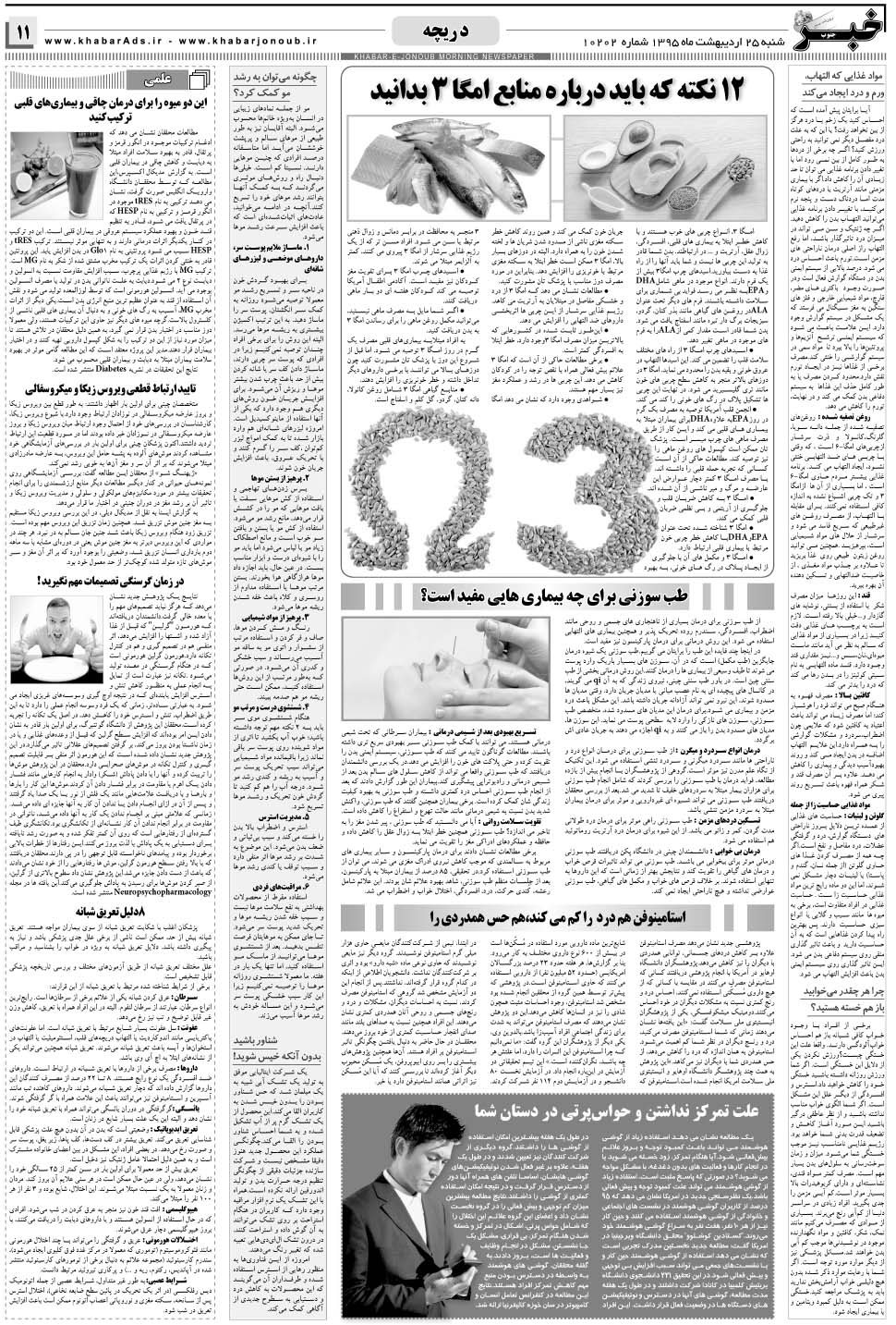 مشاهده صفحه ۱۱ روزنامه خبرجنوب تاریخ ۲۵  سال ۱۳۹۵