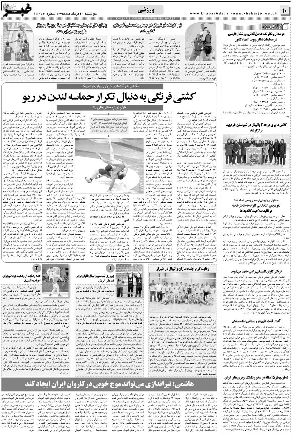 مشاهده صفحه ۱۰ روزنامه خبرجنوب تاریخ ۱۱  سال ۱۳۹۵