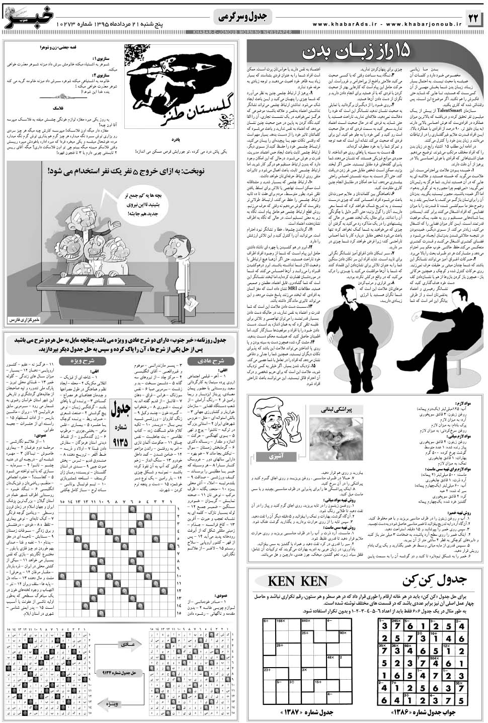مشاهده صفحه ۲۲ روزنامه خبرجنوب تاریخ ۲۱  سال ۱۳۹۵