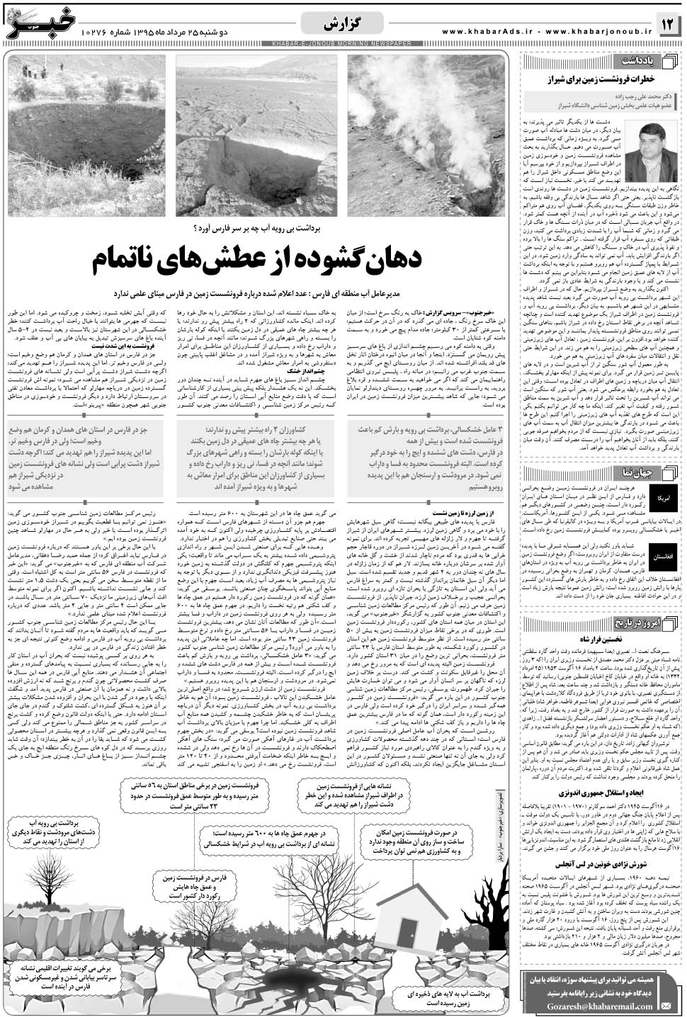 مشاهده صفحه ۱۲ روزنامه خبرجنوب تاریخ ۲۵  سال ۱۳۹۵