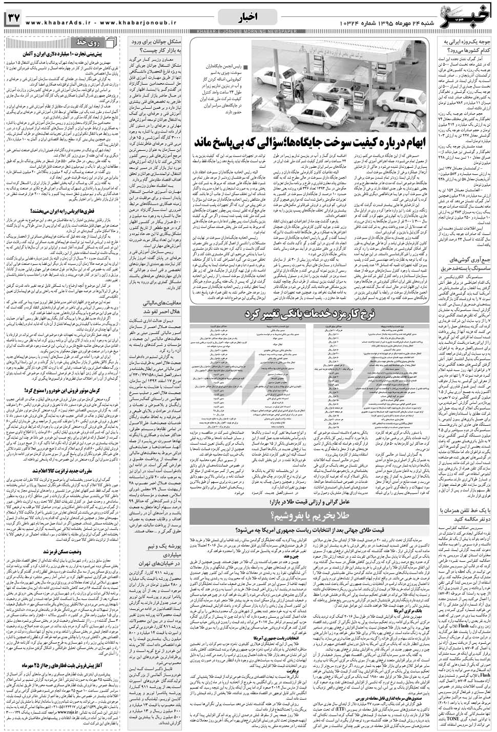 مشاهده صفحه ۳۷ روزنامه خبرجنوب تاریخ ۲۴  سال ۱۳۹۵