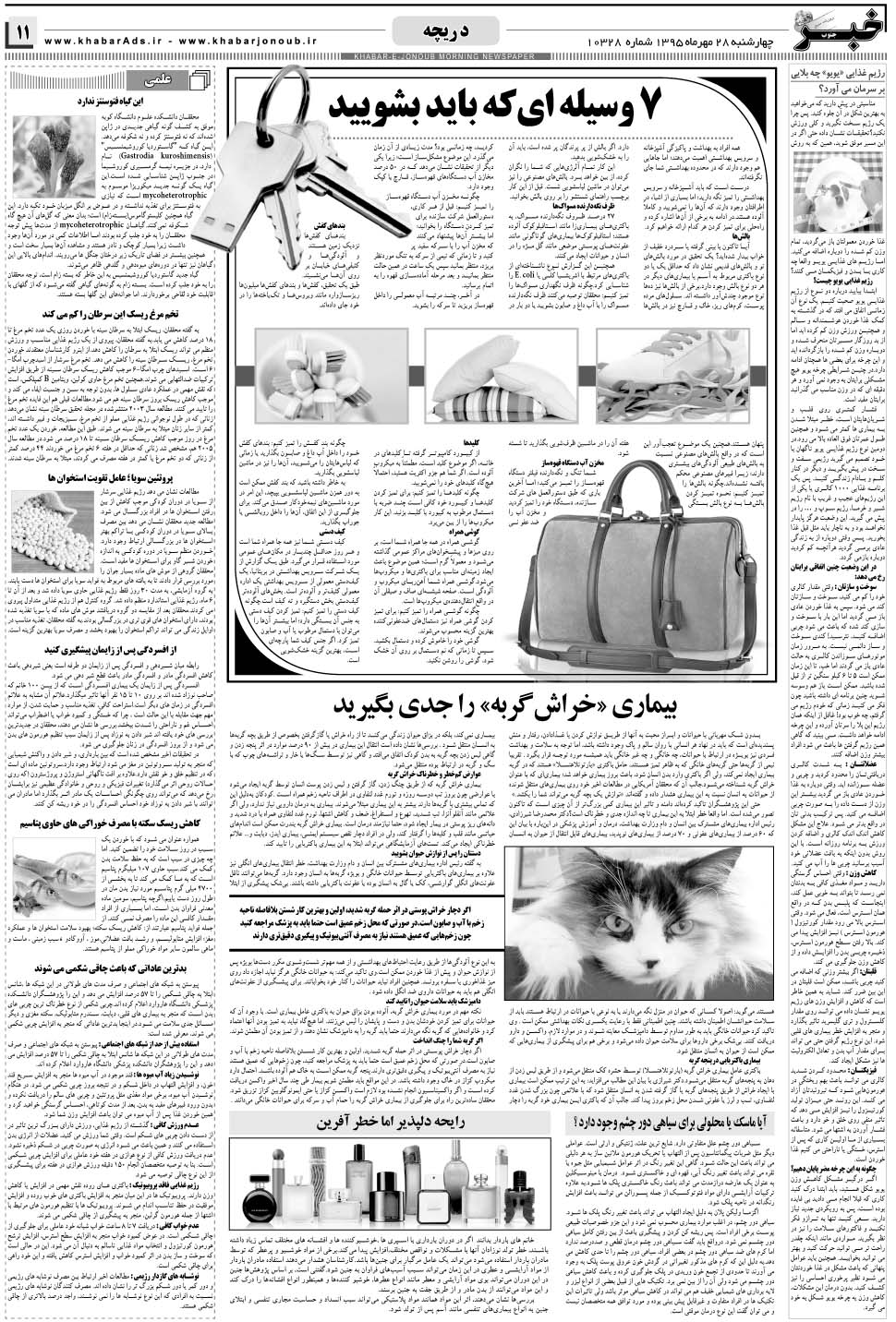 مشاهده صفحه ۱۱ روزنامه خبرجنوب تاریخ ۲۸  سال ۱۳۹۵