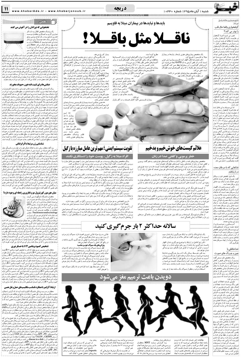 مشاهده صفحه ۱۱ روزنامه خبرجنوب تاریخ ۱  سال ۱۳۹۵