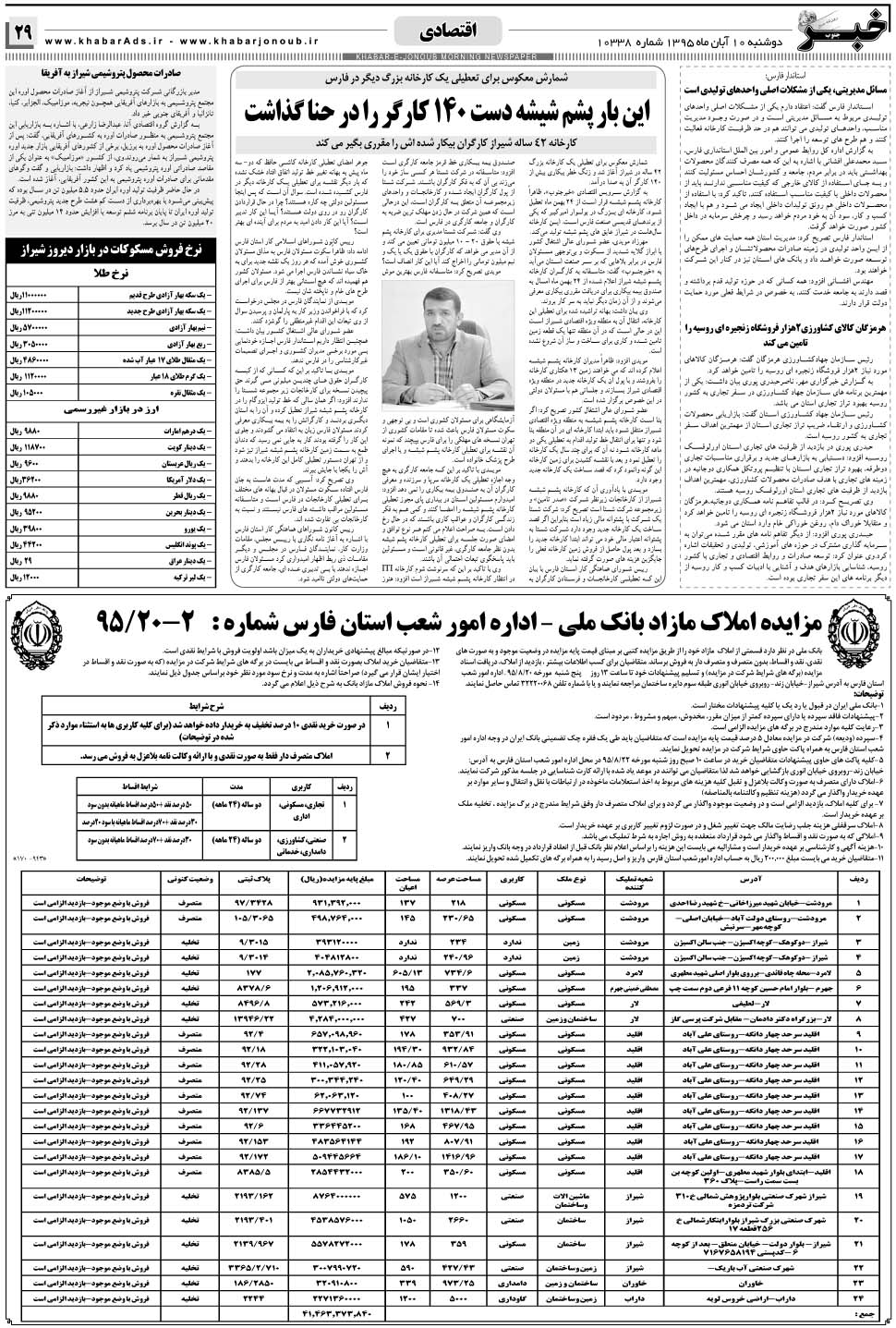 مشاهده صفحه ۲۹ روزنامه خبرجنوب تاریخ ۱۰  سال ۱۳۹۵
