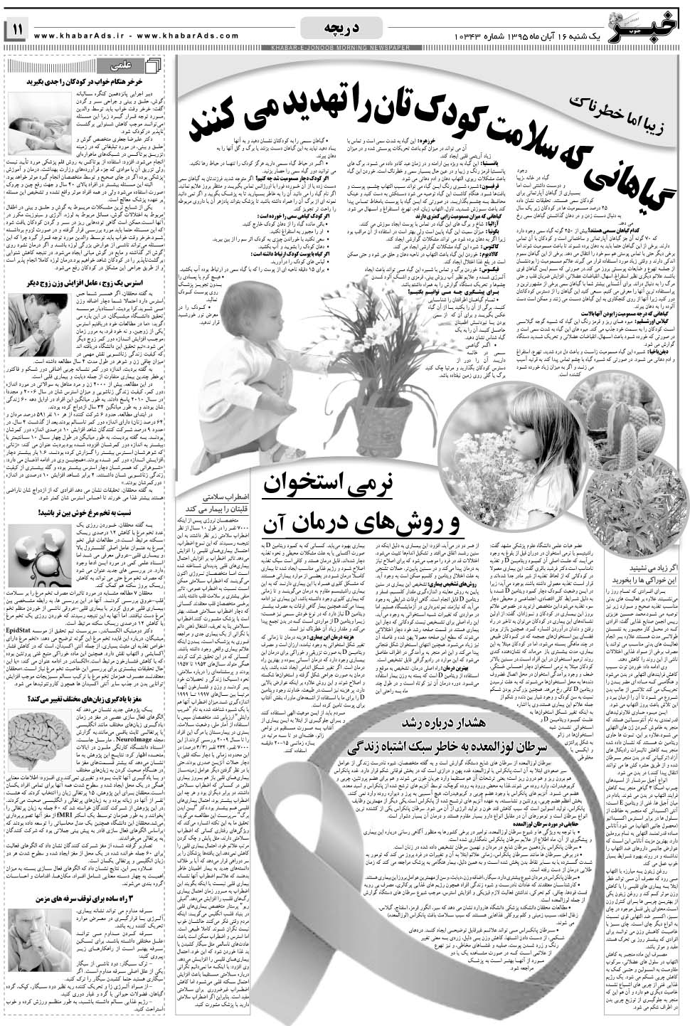 مشاهده صفحه ۱۱ روزنامه خبرجنوب تاریخ ۱۶  سال ۱۳۹۵