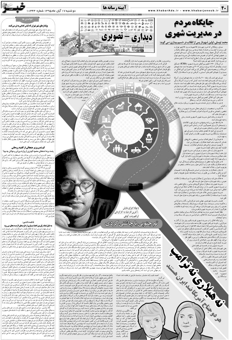 مشاهده صفحه ۴۰ روزنامه خبرجنوب تاریخ ۱۷  سال ۱۳۹۵
