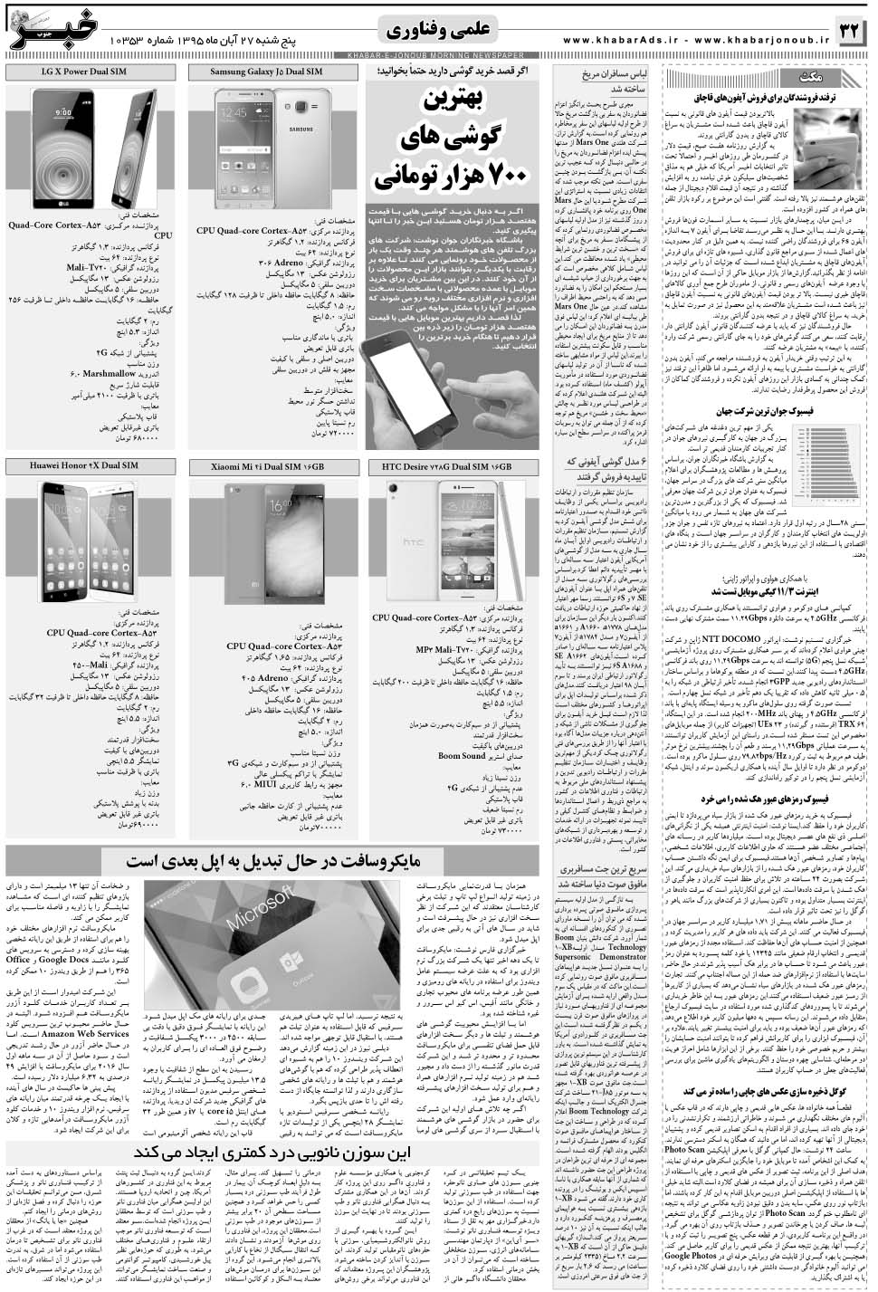 مشاهده صفحه ۳۲ روزنامه خبرجنوب تاریخ ۲۷  سال ۱۳۹۵