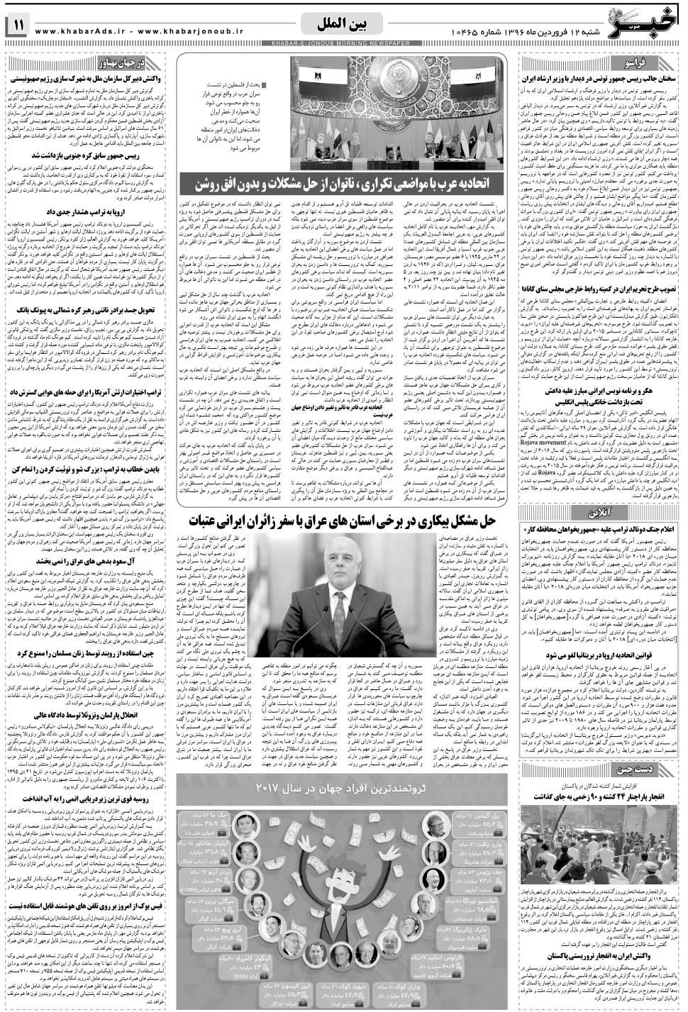 مشاهده صفحه ۱۱ روزنامه خبرجنوب تاریخ ۱۲  سال ۱۳۹۶