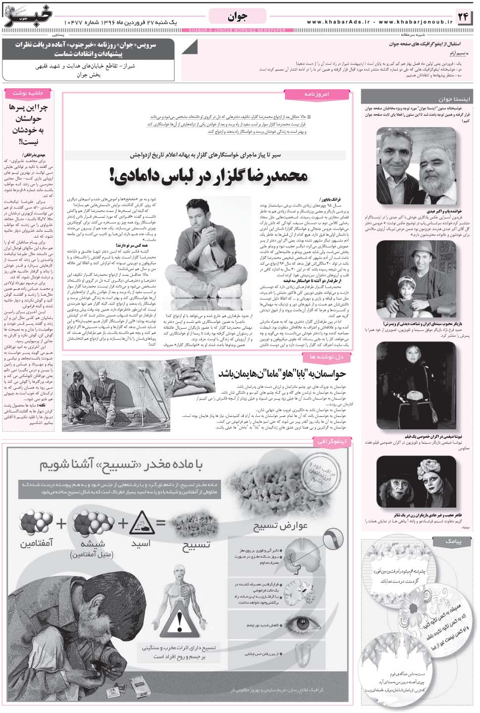 مشاهده صفحه ۲۴ روزنامه خبرجنوب تاریخ ۲۷  سال ۱۳۹۶