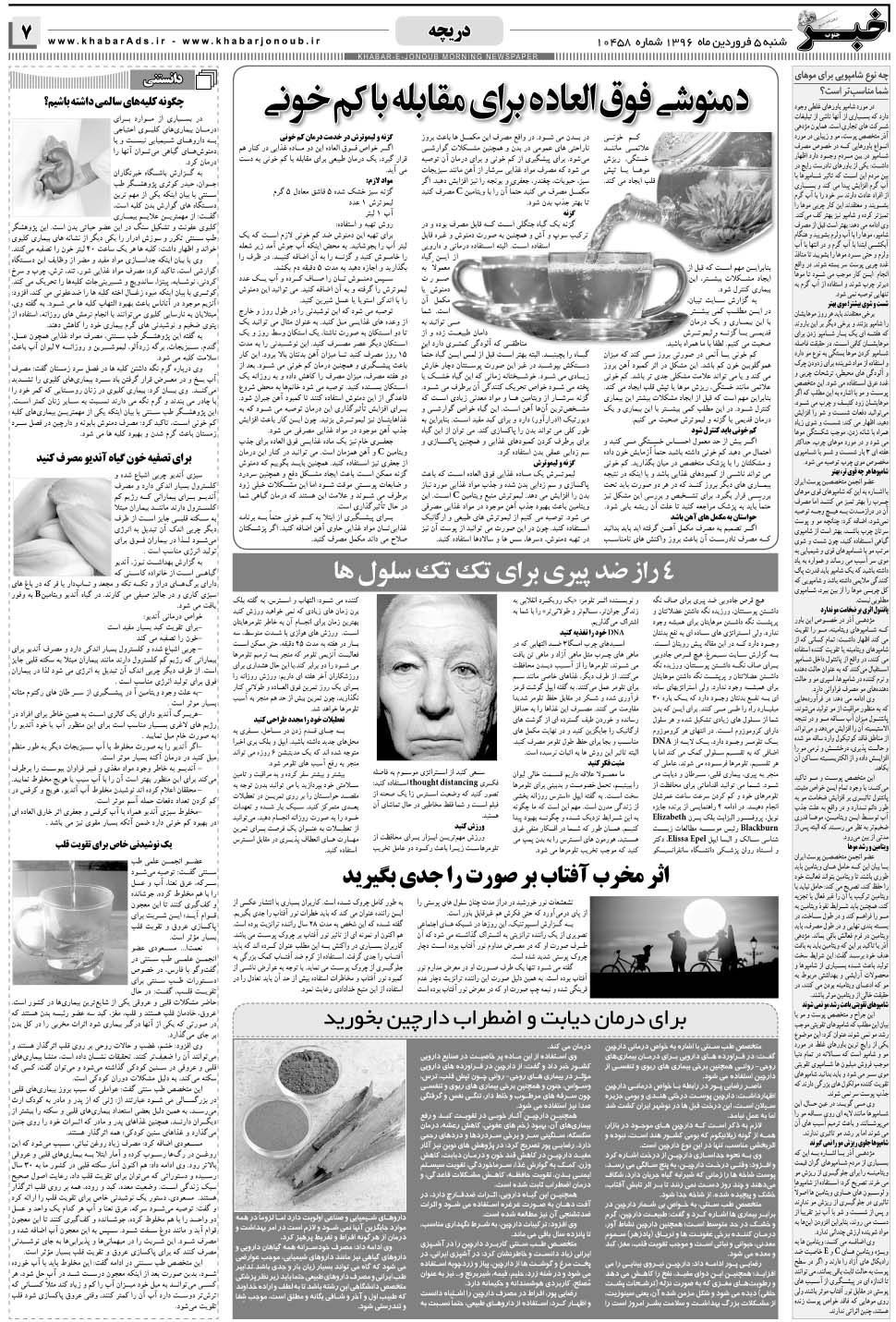 مشاهده صفحه ۷ روزنامه خبرجنوب تاریخ ۵  سال ۱۳۹۶