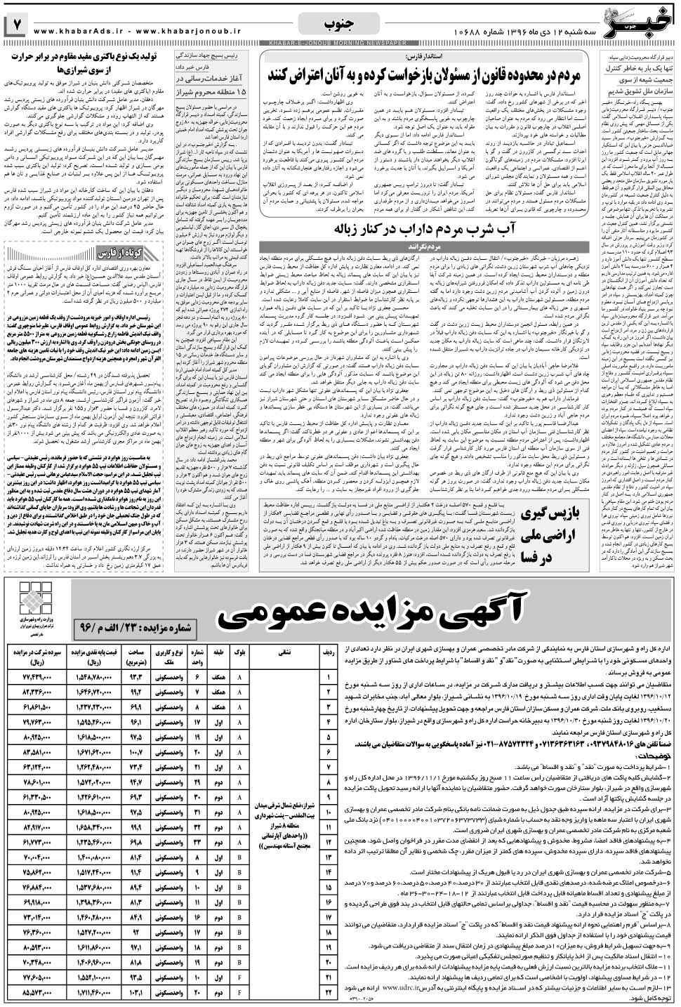 مشاهده صفحه ۷ روزنامه خبرجنوب تاریخ ۱۲ دی سال ۱۳۹۶