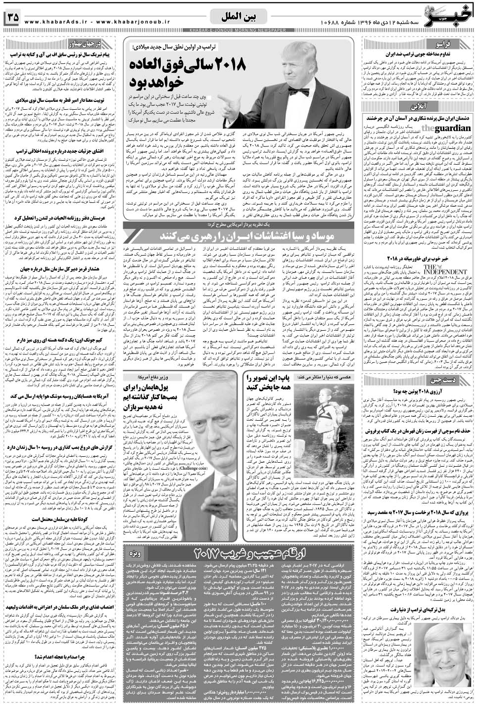 مشاهده صفحه ۳۵ روزنامه خبرجنوب تاریخ ۱۲ دی سال ۱۳۹۶