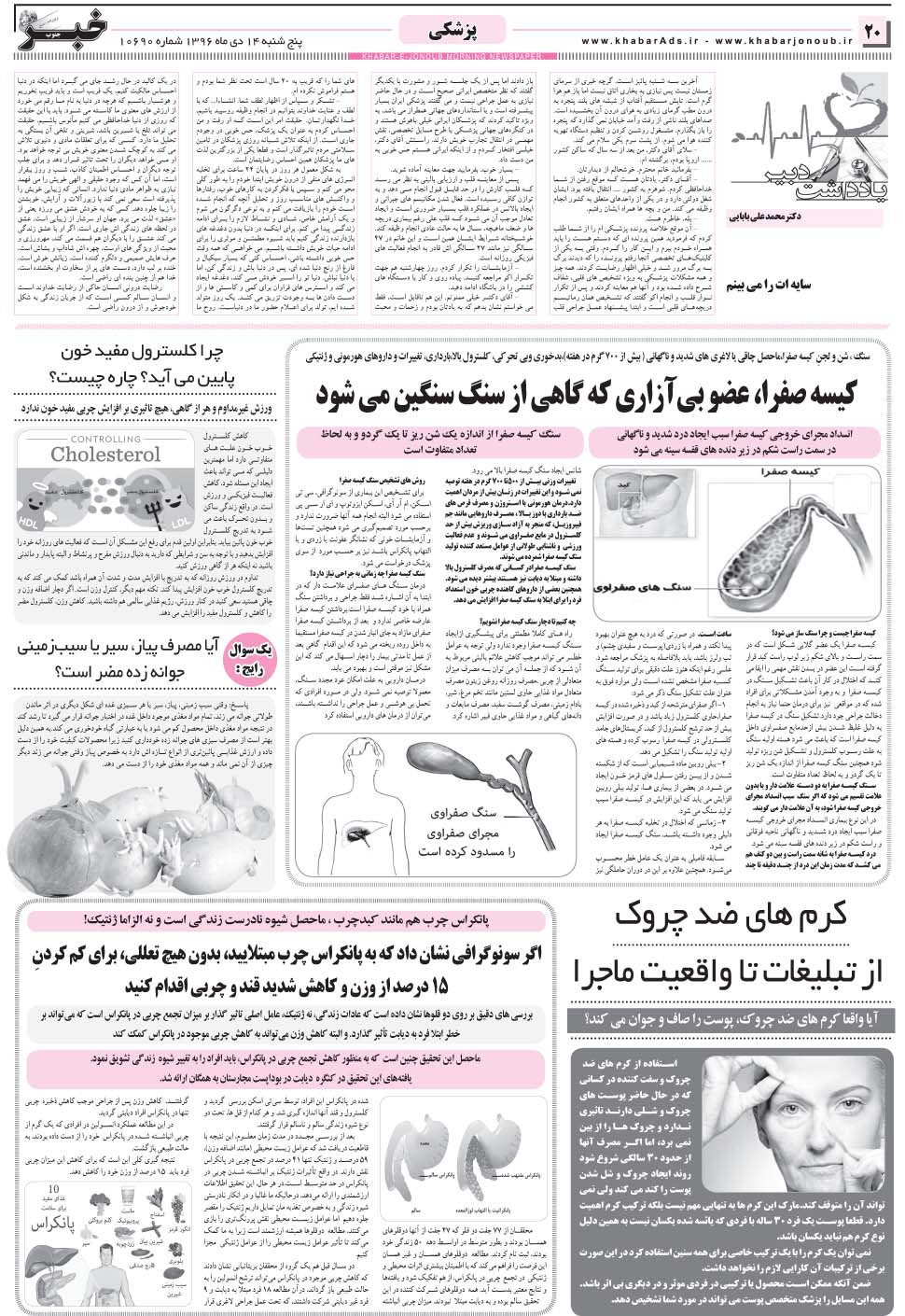 مشاهده صفحه ۲۰ روزنامه خبرجنوب تاریخ ۱۴ دی سال ۱۳۹۶
