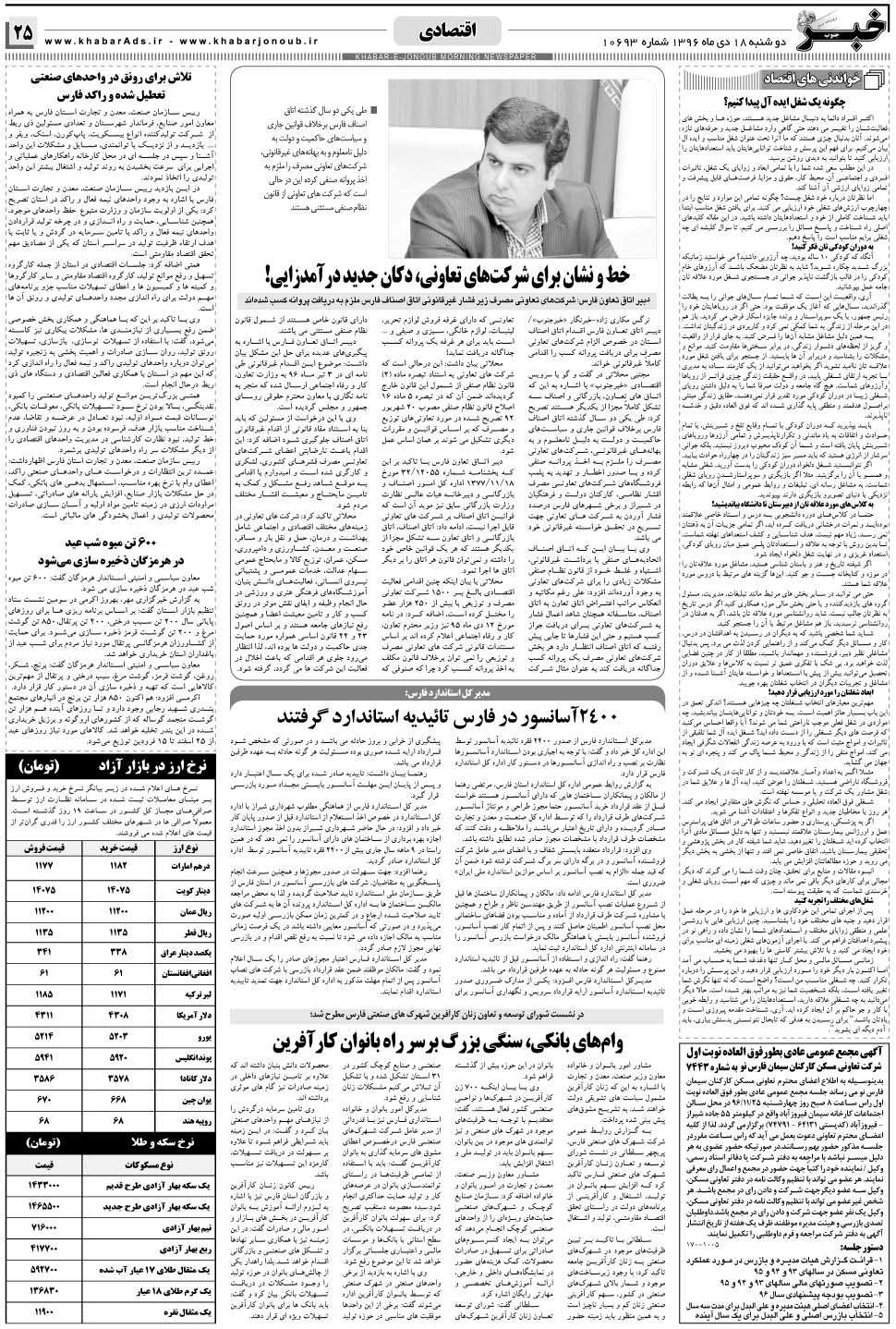 مشاهده صفحه ۲۵ روزنامه خبرجنوب تاریخ ۱۸ دی سال ۱۳۹۶