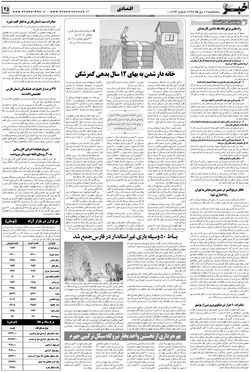 مشاهده صفحه ۲۵ روزنامه خبرجنوب تاریخ ۱۹ دی سال ۱۳۹۶