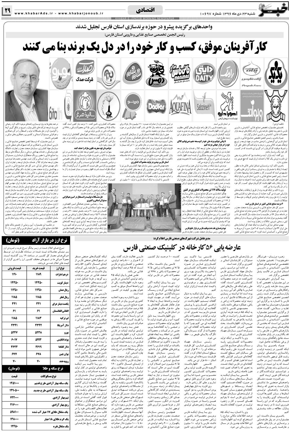 مشاهده صفحه ۲۹ روزنامه خبرجنوب تاریخ ۲۳ دی سال ۱۳۹۶