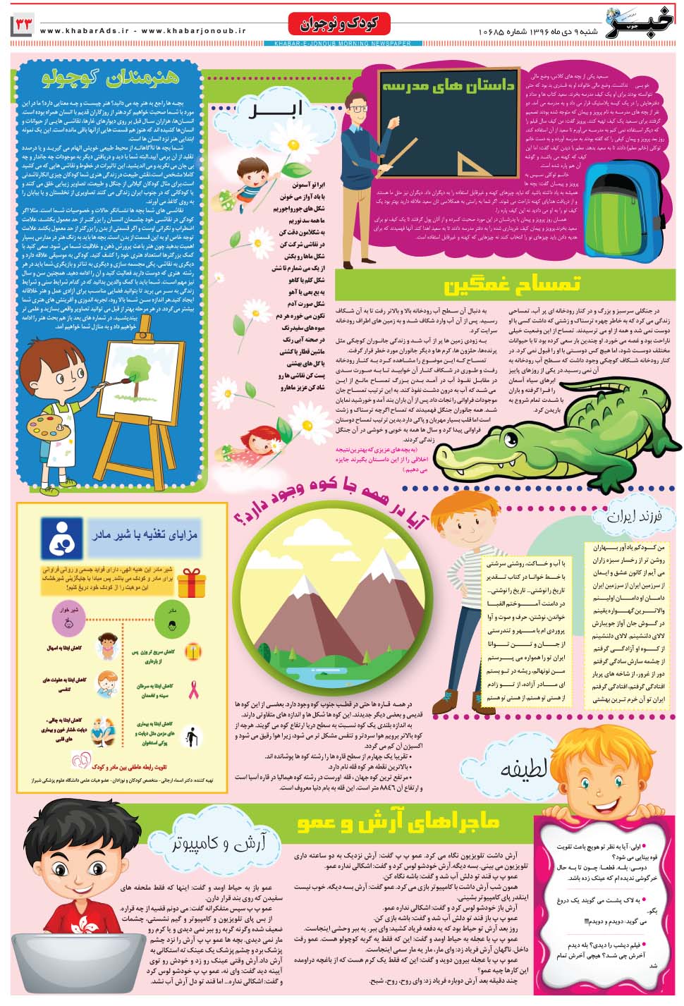مشاهده صفحه ۳۳ روزنامه خبرجنوب تاریخ ۹ دی سال ۱۳۹۶
