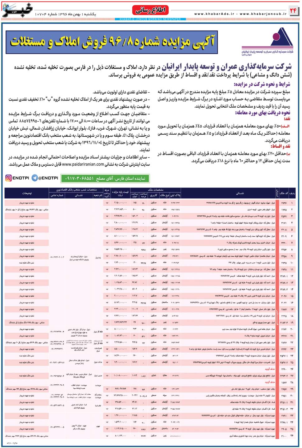 مشاهده صفحه ۲۴ روزنامه خبرجنوب تاریخ ۱ بهمن سال ۱۳۹۶