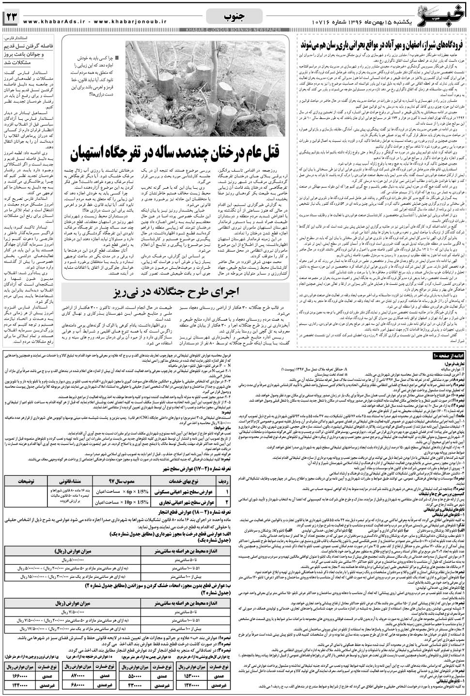 مشاهده صفحه ۲۳ روزنامه خبرجنوب تاریخ ۱۵ بهمن سال ۱۳۹۶