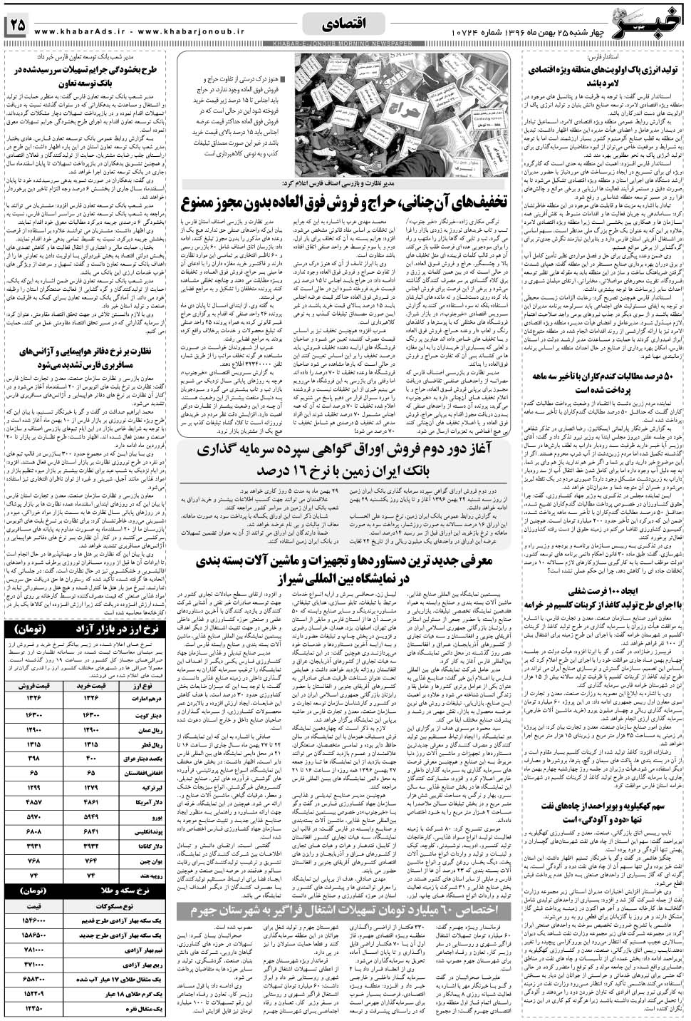 مشاهده صفحه ۲۵ روزنامه خبرجنوب تاریخ ۲۵ بهمن سال ۱۳۹۶