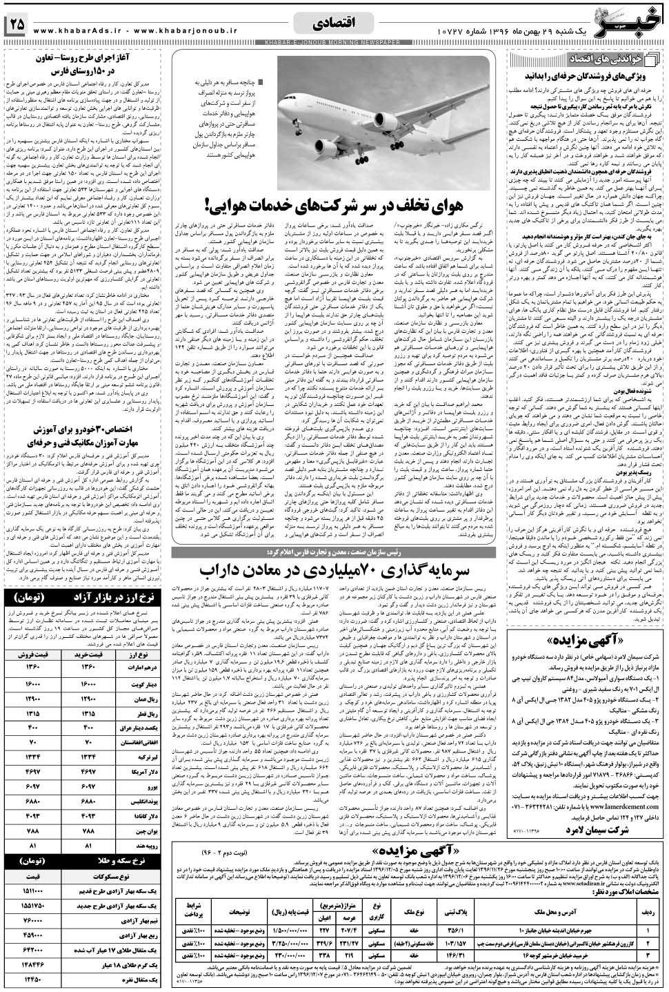 مشاهده صفحه ۲۵ روزنامه خبرجنوب تاریخ ۲۹ بهمن سال ۱۳۹۶